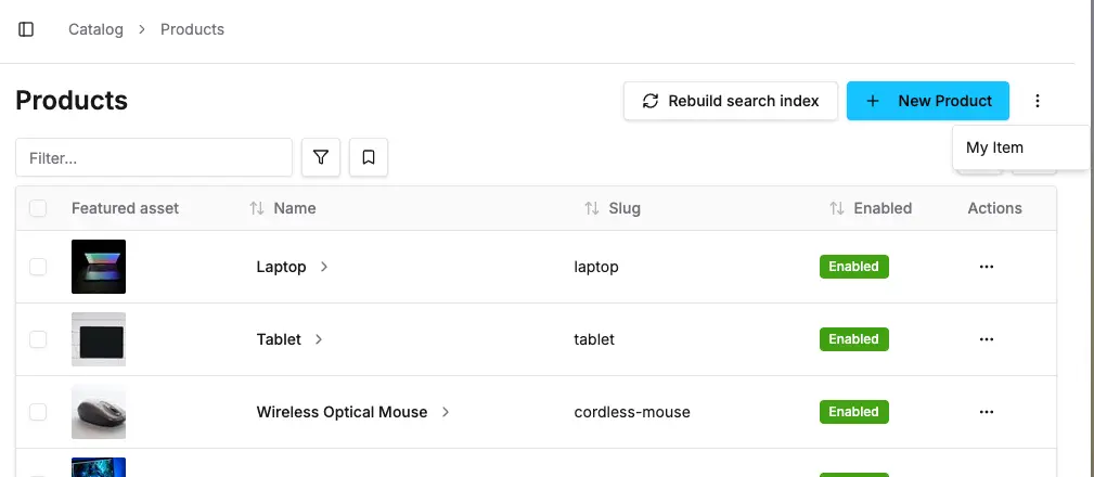 Action bar dropdown