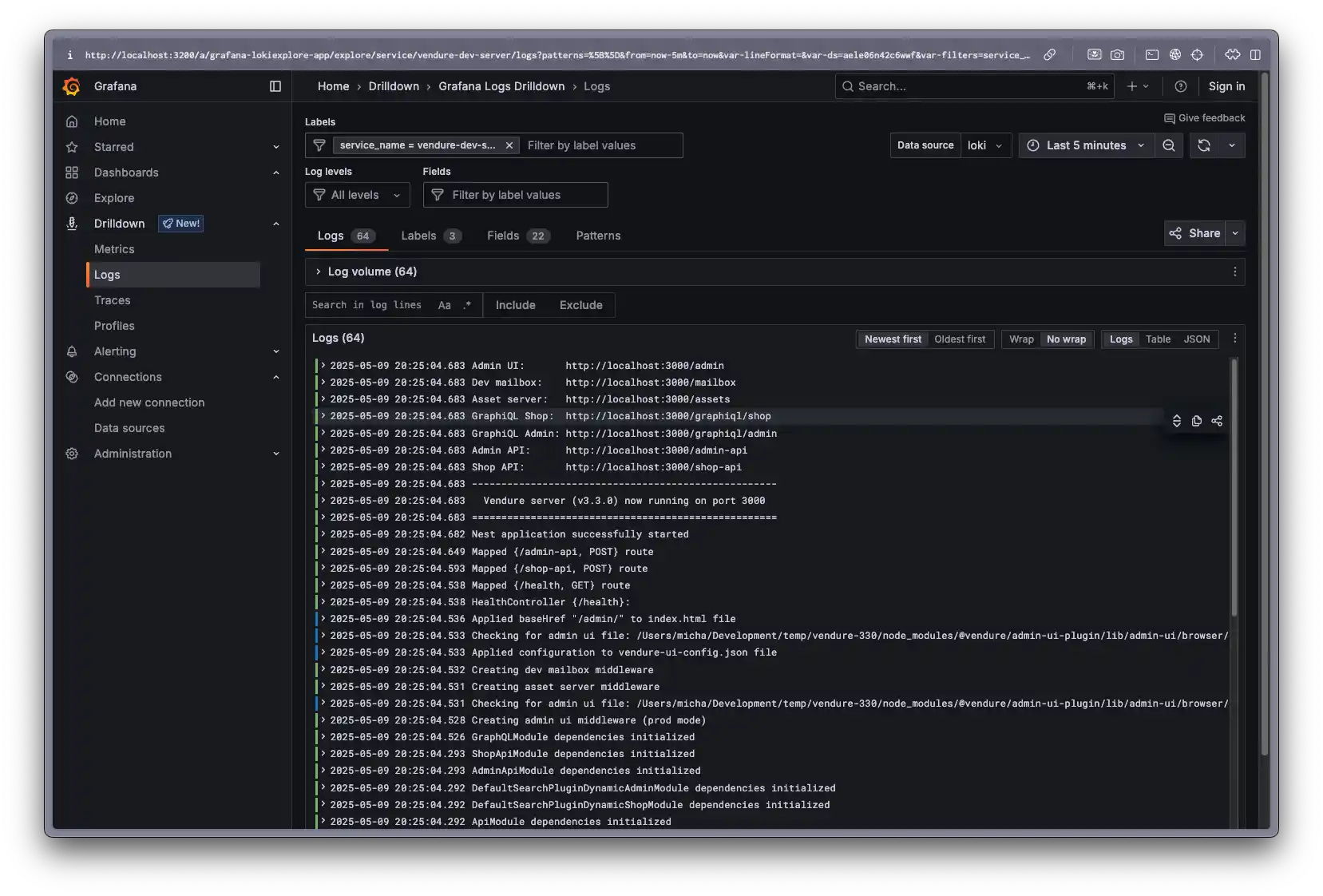 Grafana logs